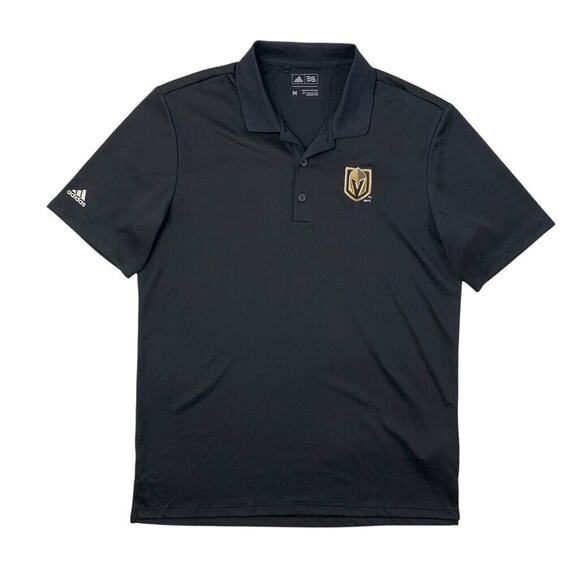 Adidas Vegas Golden Knights Polo Shirt Mens M Medium Black Adiperform NHL Hockey - Picture 1 of 12